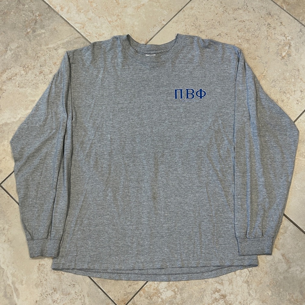 Vintage Pi Beta Phi Long Sleeve Shirt Men XL Grey Southern Cal 90s SVT Anvil USA